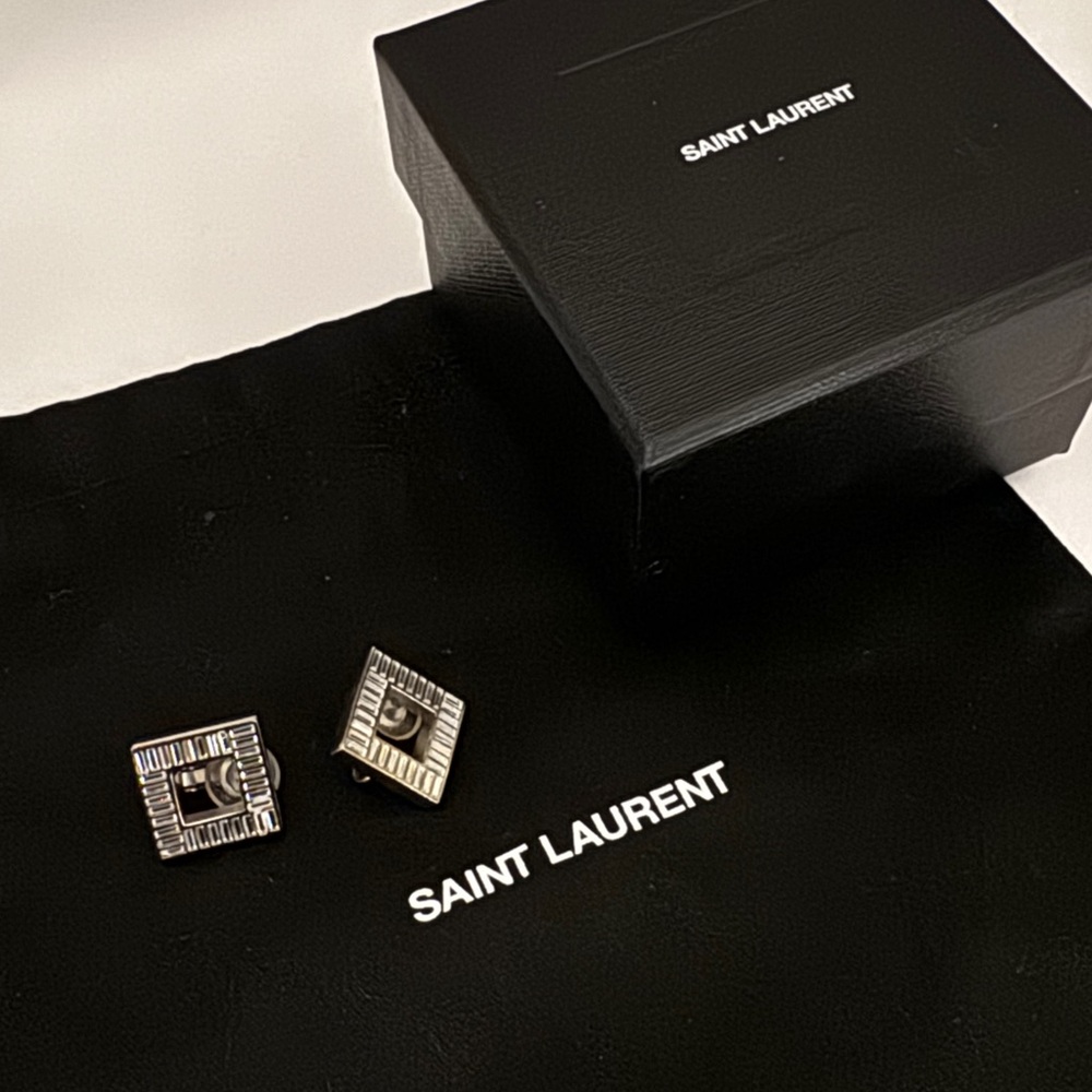 Saint Laurent square diamond ear clips